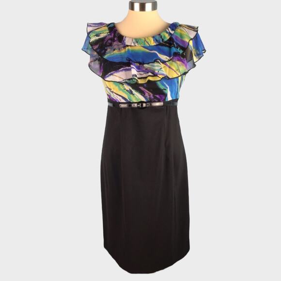 ALYX Womens 4 Dress Belted Sleeveless Ruffle Black - Picture 1 of 7